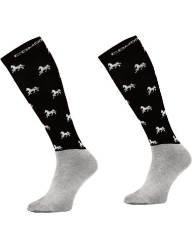 Podkolanówki z mikrofibry czarne w koniki COMODO