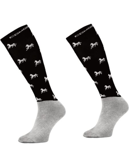 Podkolanówki z mikrofibry czarne w koniki COMODO