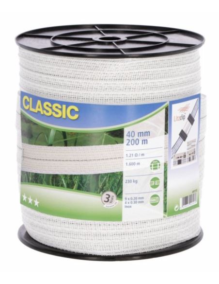 Taśma pastwiskowa CLASSIC 200m x 40mm biała KERBL