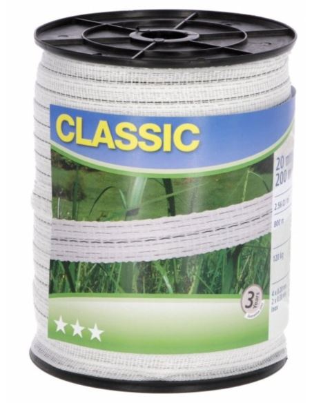 Taśma pastwiskowa CLASSIC 200m x 20mm biała KERBL