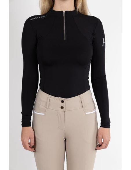 Koszulka z długim rękawem Compression czarna HORSE POINT