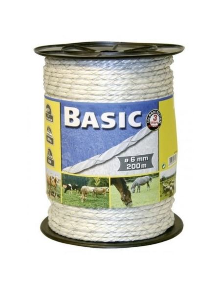 Linka pastwiskowa BASIC 200m 6mm biała 6x0,2 KERBL