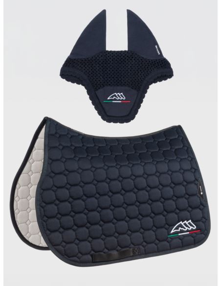 Komplet czaprak + nauszniki Eqflaggy EQUILINE navy