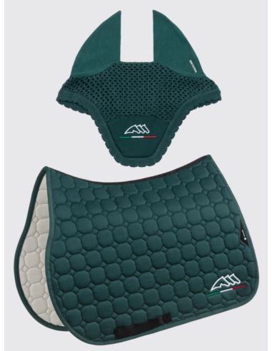 Komplet czaprak + nauszniki Eqflaggy EQUILINE ziel