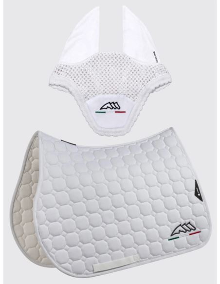 Komplet czaprak + nauszniki Eqflaggy EQUILINE biał
