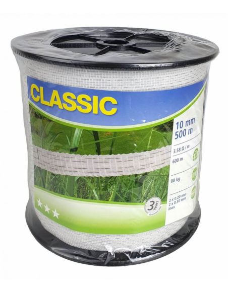 Taśma pastwiskowa CLASSIC 500m x 10mm biała KERBL