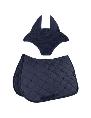 Komplet czaprak + nauszniki EQVIBE EQUILINE navy