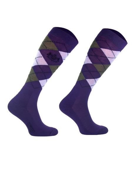 Podkolanówki Merino Karo fioletowe COMODO